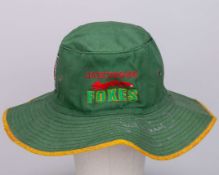 Stuart Broad green Leicestershire Foxes match worn autographed cricket sun hat