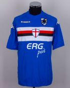Antonio Cassano blue, white and red No.99 Sampdoria v. Bari match worn shirt, 2010