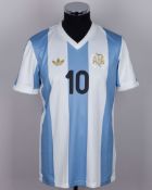 Lionel Messi blue and white No.10 Argentina v. Brazil match issued short-sleeved shirt, 2025