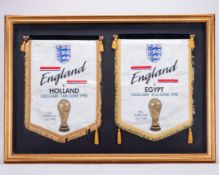 Paul Parker two England Italia 90 autographed pennants&nbsp;