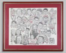 Wigan rugby league autographed 1992 double champions players proof print