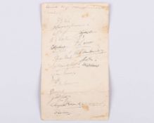 1937 Springboks: menu from the Union Steam Ship Company trans-Tasman liner T.S.S. Awatea