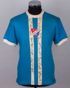 Blue and white No.7 Banik Ostrava autographed short-sleeved shirt, c.1970s