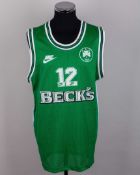 Dominique Wilkins green and white No.12 Panathinaikos basketball vest, 1995-96