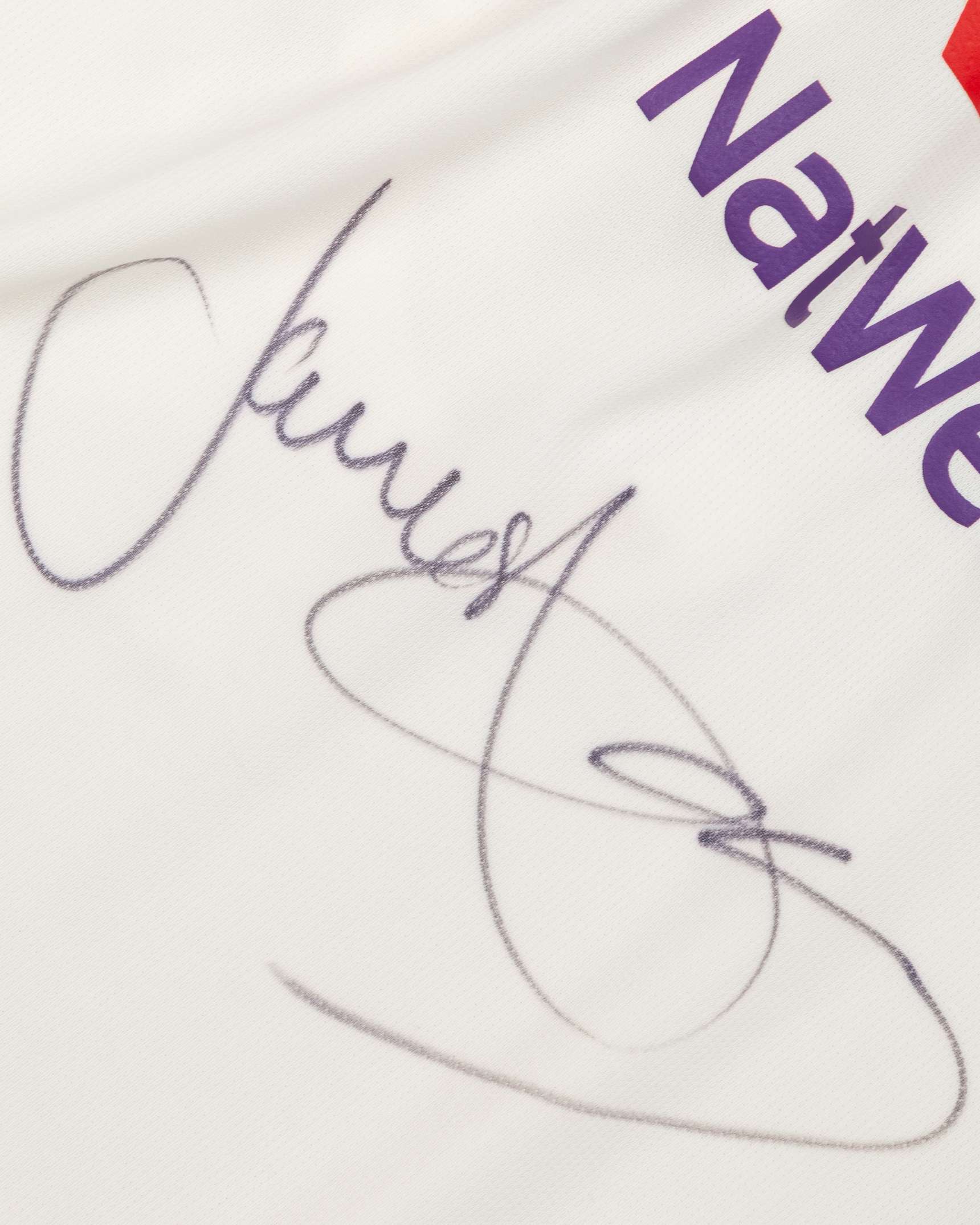 James Anderson off-white No.9 England v. West Indies autographed Red For Ruth shirt, 2020 - Image 4 of 5