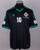 Kyle Lafferty black No.10 Northern Ireland v. Portugal match worn short-sleeved shirt, 2012