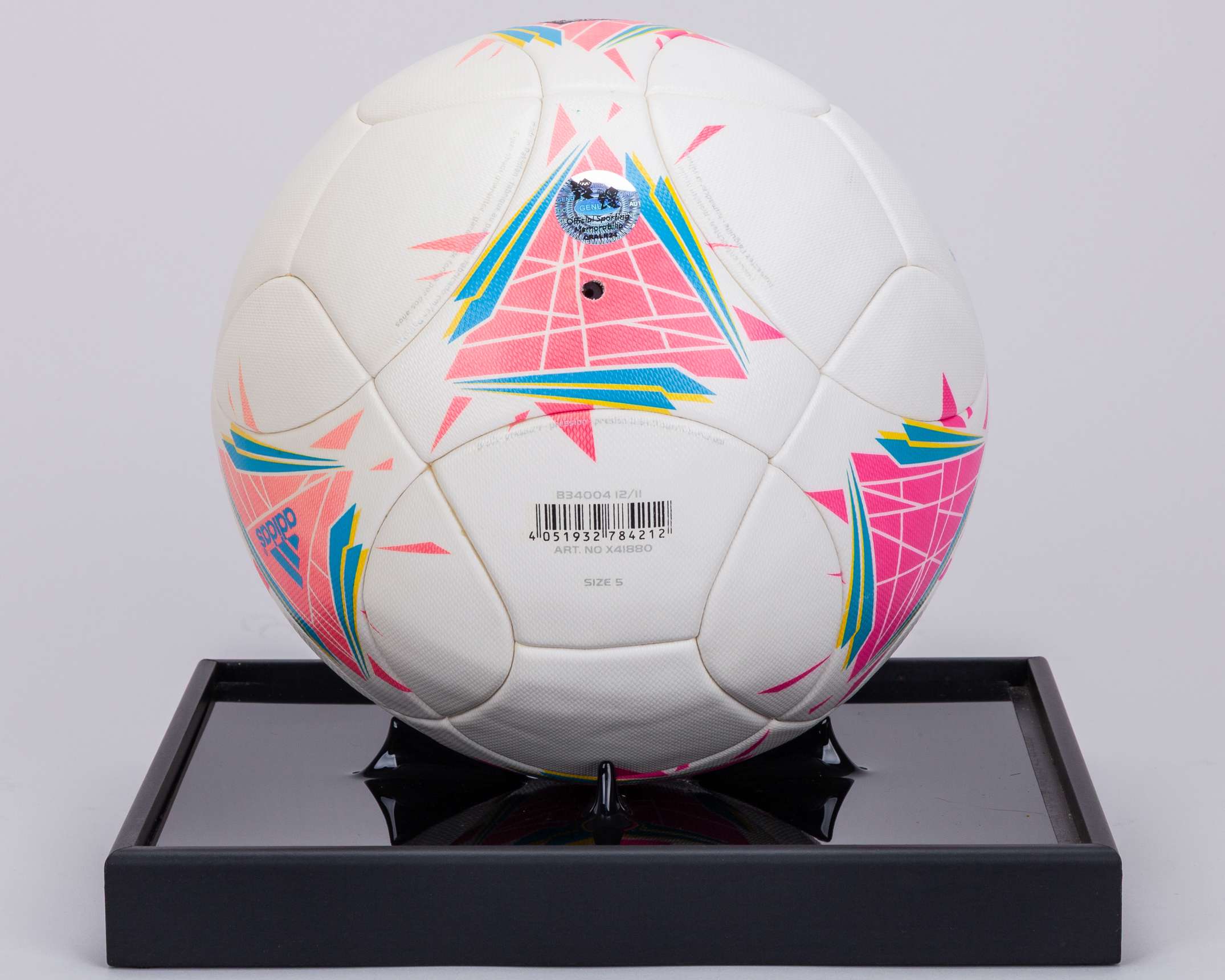 White and blue Adidas The Albert London Olympics 2012 official match ball in display case - Image 3 of 6