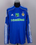 Andriy Shevchenko blue No.7 Dynamo Kiev v. Manchester City autographed shirt, 2011