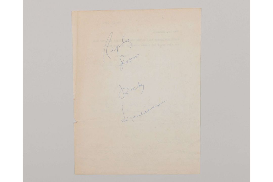 Rocky Marciano handwritten response to fan letter - Image 2 of 3