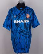 Paul Parker blue and black No.2 Manchester United short-sleeved shirt, 1992-93