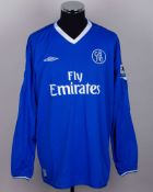 Didier Drogba blue No.15 Chelsea v. Tottenham Hotspur match worn long-sleeved shirt, 2005