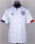 Peter Beardsley white No.7 England v. Sweden short-sleeved shirt, 1989