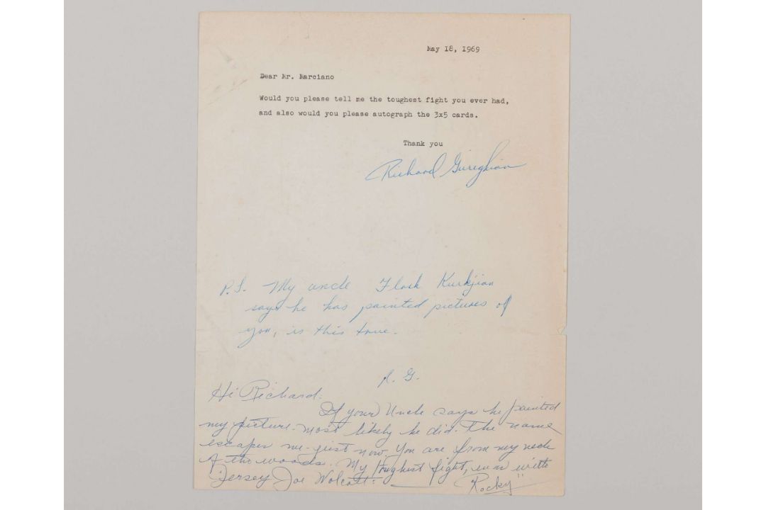 Rocky Marciano handwritten response to fan letter - Image 1 of 3