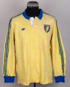 Yellow and blue No.3 Romania long-sleeved rugby shirt, c.1980s