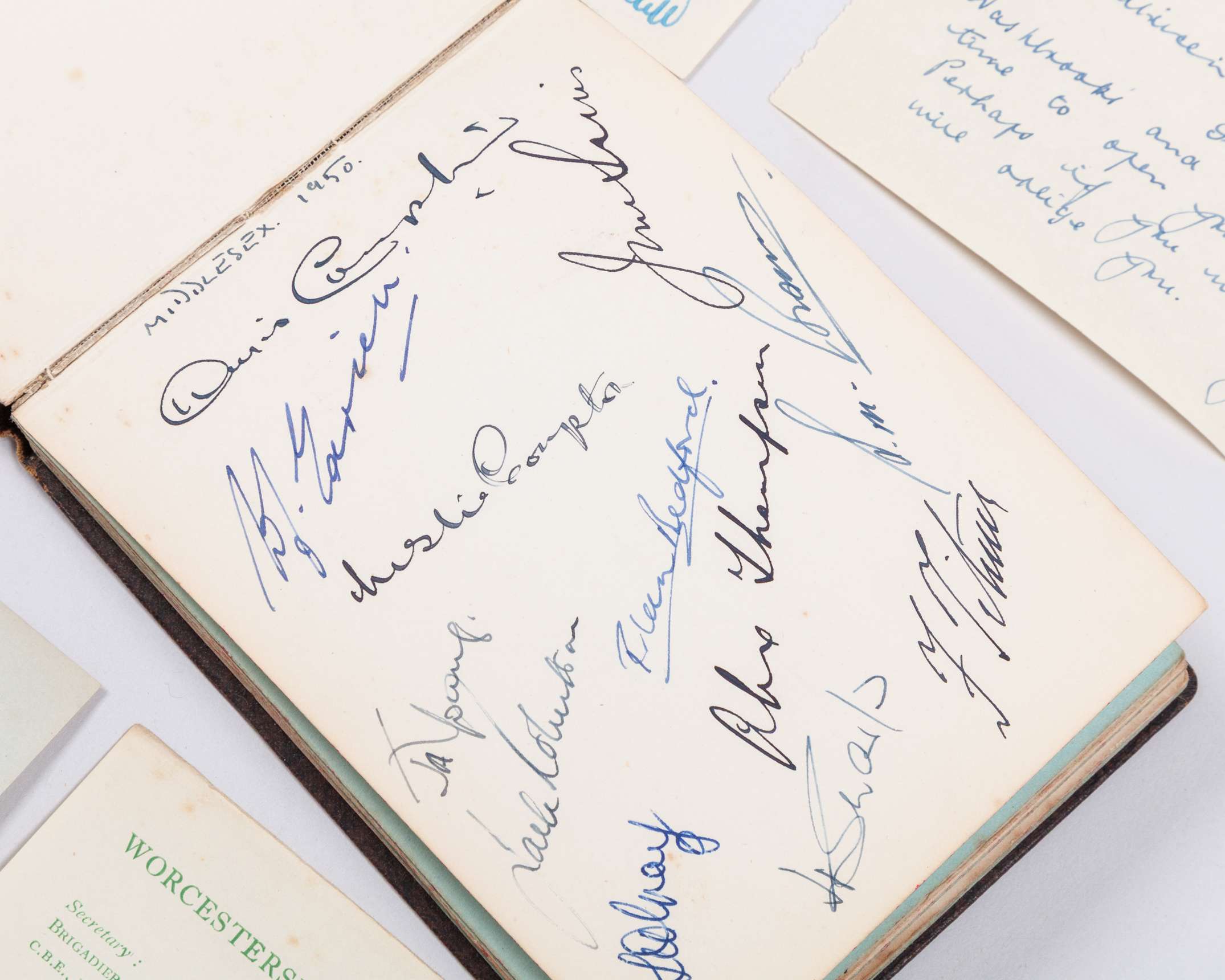 A cricket autograph album, 1940s/50s containing numerous team and individual autographs - Image 4 of 7