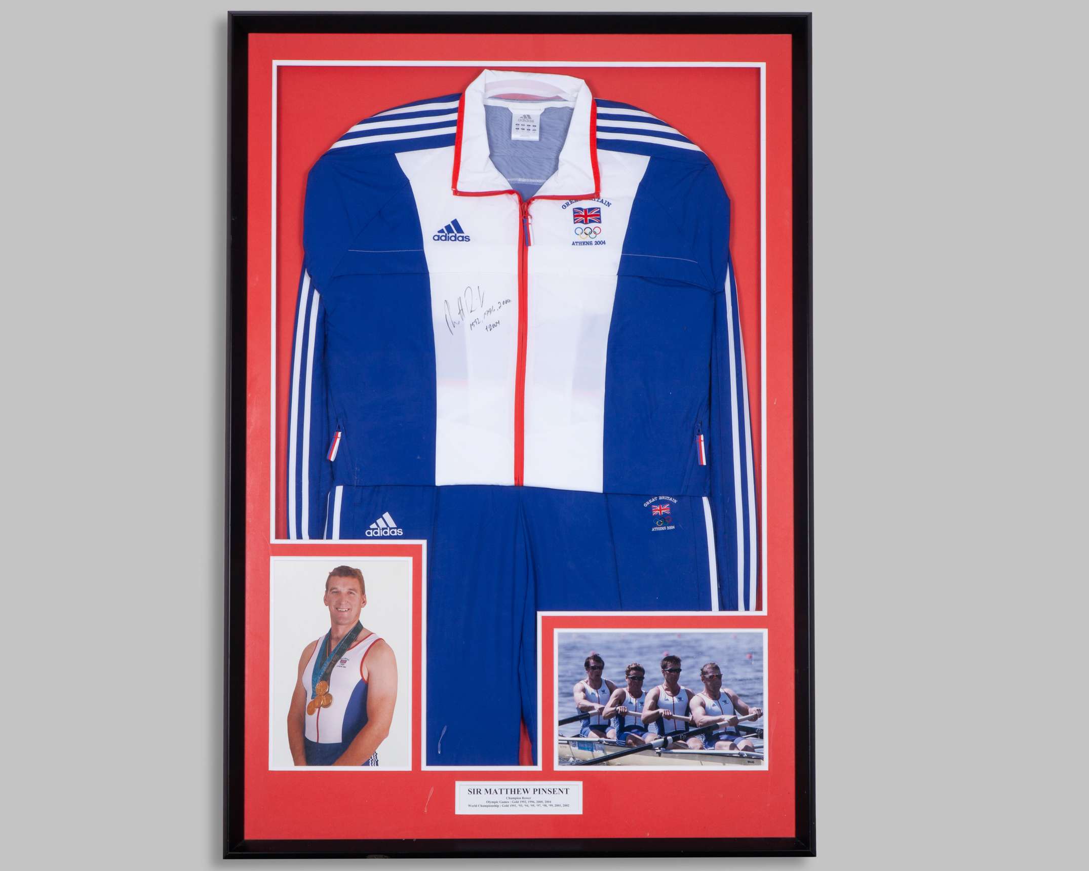 Matthew Pinsent blue and white Great Britain Athens Olympics autographed tracksuit, 2004