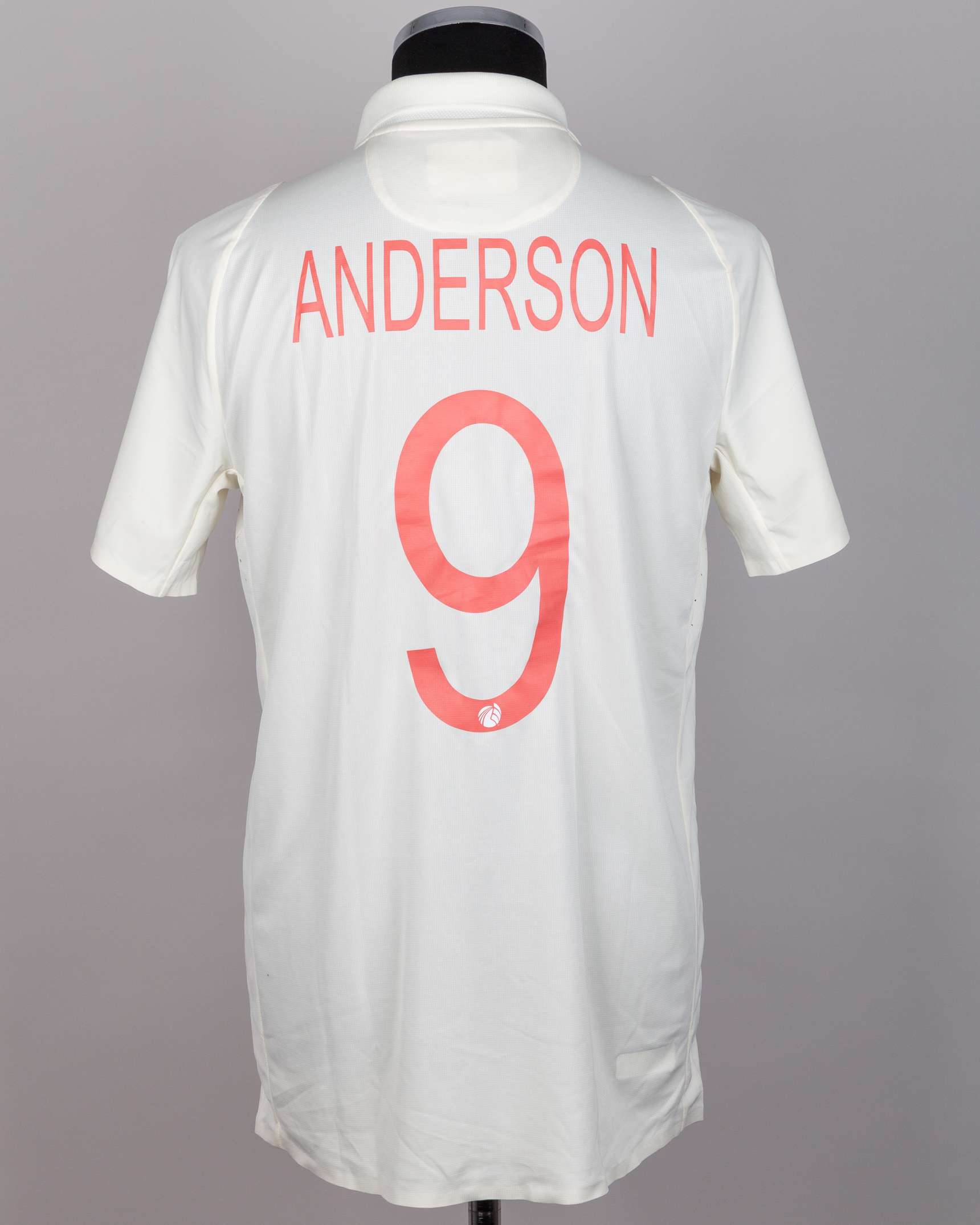 James Anderson off-white No.9 England v. West Indies autographed Red For Ruth shirt, 2020 - Image 2 of 5