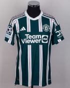 Rasmus Hojlund green No.11 Manchester United v. Bayern Munich match worn shirt, 2023