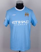 Richard Dunne blue No.22 Manchester City v. Celtic match worn short-sleeved shirt, 2009