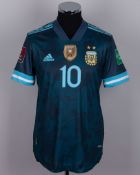 Lionel Messi blue No.10 Argentina v. Peru match issued short-sleeved shirt, 2021