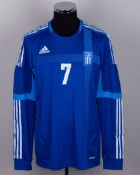 Giorgos Samaras blue No.7 Greece v. Republic of Ireland match worn long-sleeved shirt, 2012