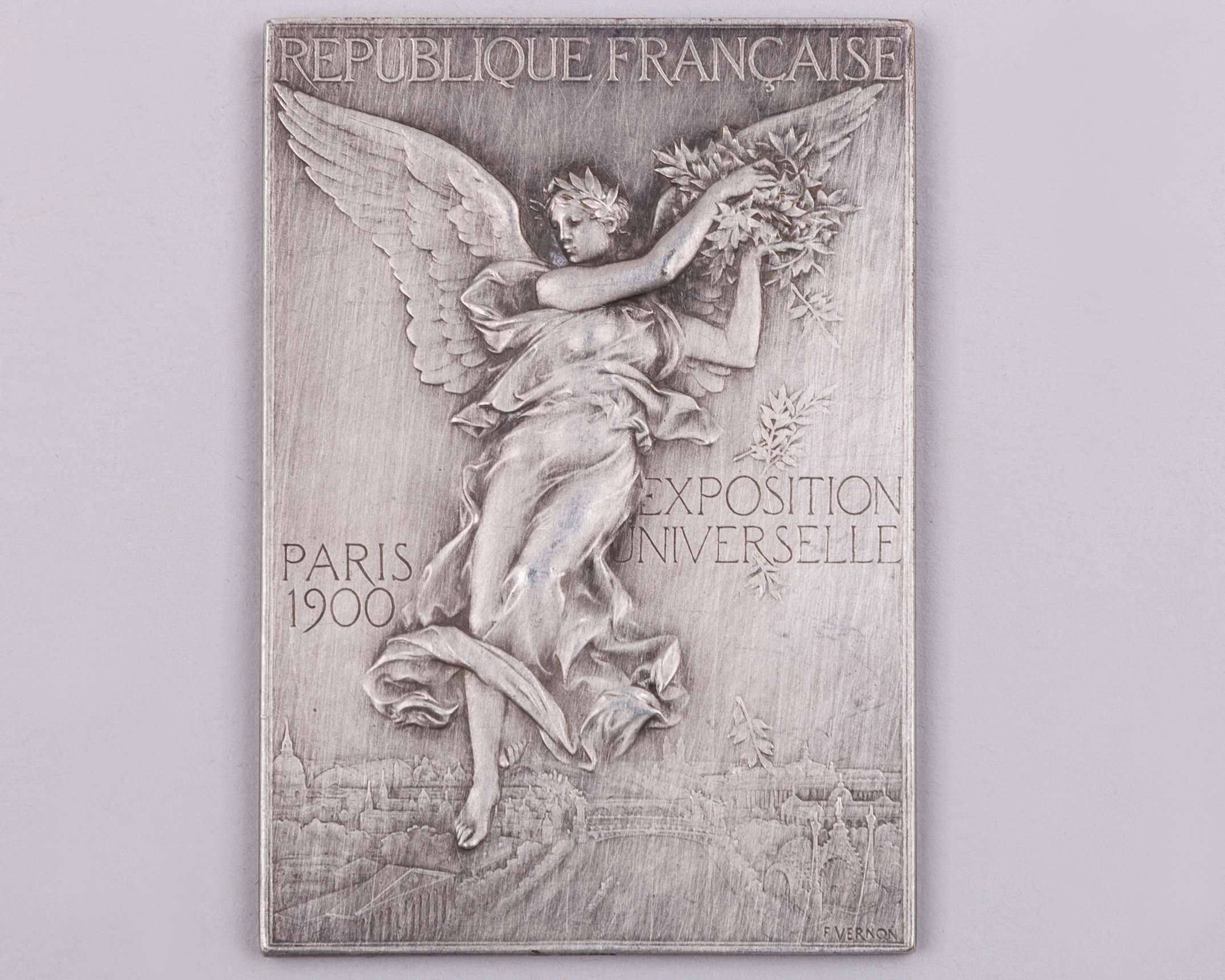 Paris 1900 Olympic Games winner's medal plaque, designed by F. Vernon - Image 2 of 4