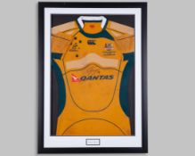 Yellow Australia v. Barbarians autographed by George Gregan short-sleeved shirt, 2008