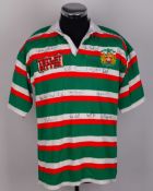 Richard Cockerill green No.B Leicester Tigers autographed short-sleeved rugby shirt, 1994-95