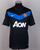 Darren Fletcher black and blue No.24 Manchester United v Stoke City shirt, 2009-10