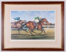 Lester Piggott signed print of Royal Academy winning the Breeders' Cup Mile
