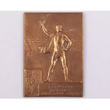 Paris 1900 Olympic Games rare bronze winner's medal plaque, designed by F. Vernon