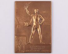 Paris 1900 Olympic Games rare bronze winner's medal plaque, designed by F. Vernon