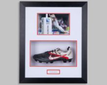 Chris Ashton black, white and red Nike CTR360 autographed Rugby World Cup boot display, 2011