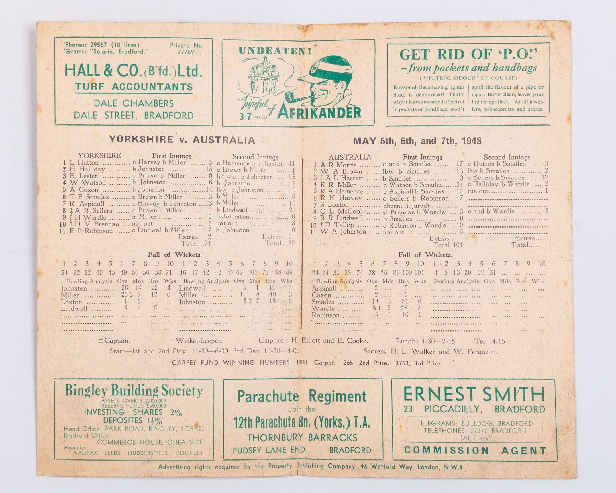 England v. Australia test match programme, 22 to 27 July at Leeds - Image 2 of 5