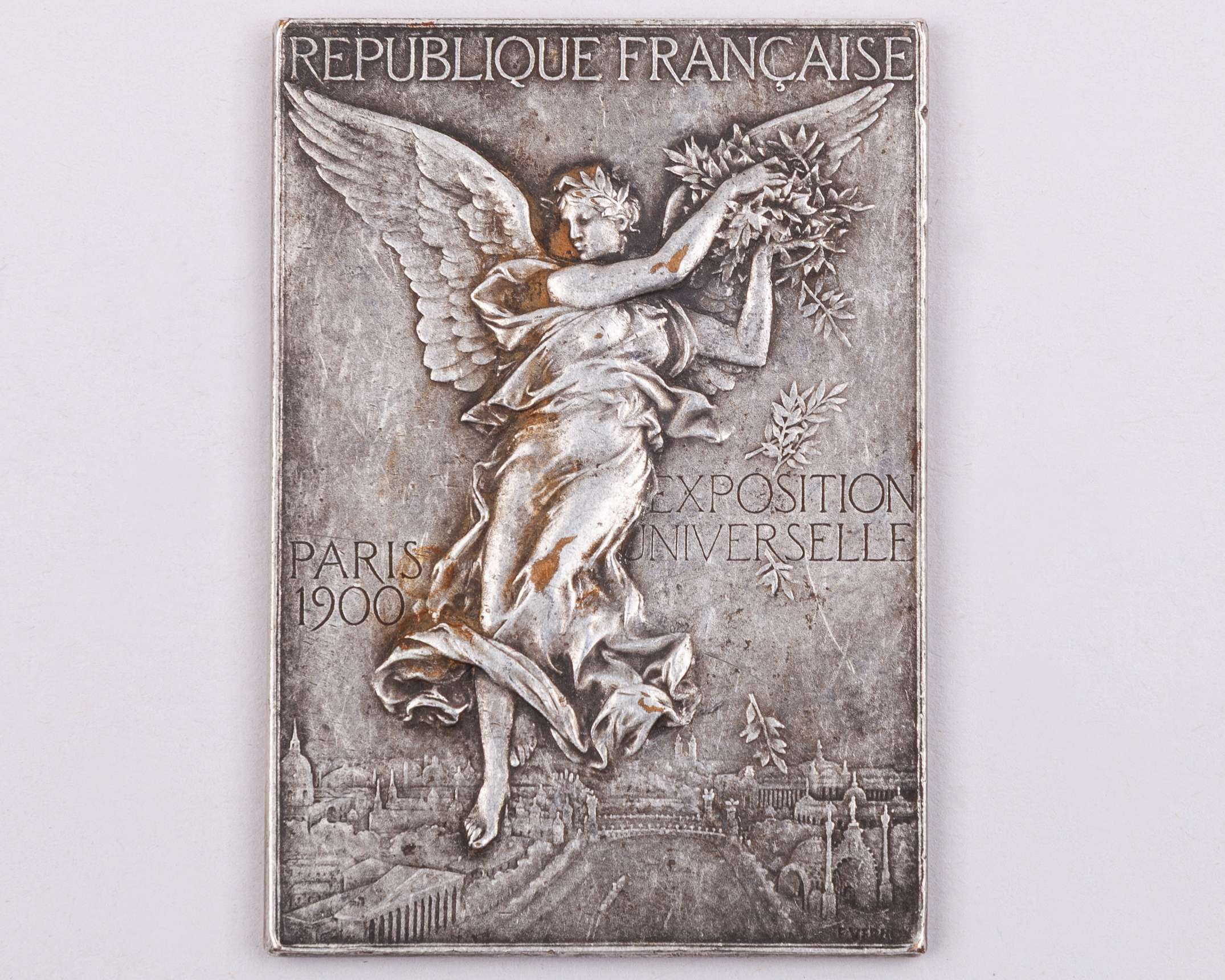 Paris 1900 Olympic Games winner's medal plaque, designed by F. Vernon - Image 2 of 3