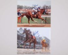 Two colour photos signed by Triple Crown winning jockeys Ron Turcotte&nbsp;and Mike E. Smith
