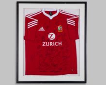 Red British and Irish Lions autographed New Zealand tour short-sleeved shirt, 2005
