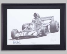 Sir Jackie Stewart 1973 Tyrell Signed Limited Edition Framed Print - by Alan Stammers