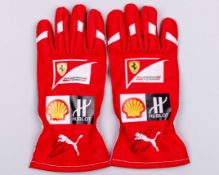 Kimi Raikkonen Signed Ferrari Replica Gloves