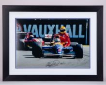 Nigel Mansell Signed “Taxi For Senna” Framed Print