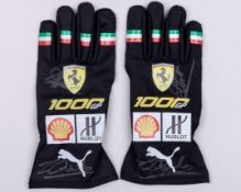 Sebastian Vettel & Charles Leclerc Signed Ferrari 1000th Grand Prix Replica Gloves