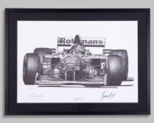 Damon Hill 1996 Williams Renault FW18 Signed Limited Edition Framed Print - by Alan Stammers