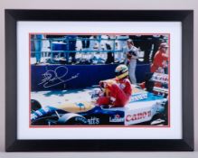 Nigel Mansell Signed “Taxi For Senna” Framed Print