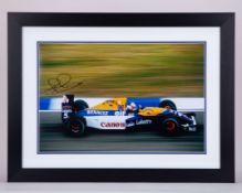 Nigel Mansell Signed Williams Renault Framed Photo