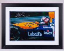 Nigel Mansell Signed Williams Renault Framed Photo