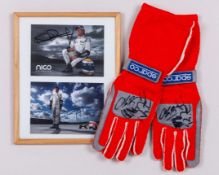 Toyota F1 Team 2003 Signed Sparco Gloves & Signed Framed Williams F1 Team Pictures