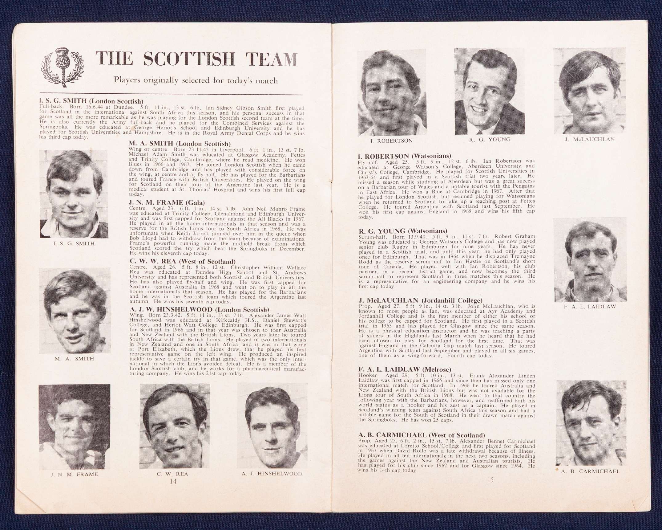 Ian Smith blue No.15 Scotland v. Wales rugby long-sleeved shirt, 1970 - Image 9 of 11