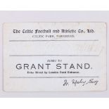 Celtic FC - &nbsp;a Grant Stand complimentary ticket, inscribed in pencil 31/12/21