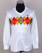 Jim McLean - Michel Wintacq white No.5 Belgium v. Scotland long-sleeved shirt, 1983
