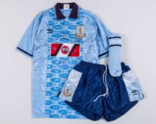 Jim McLean - blue No.20 Scottish League squad autographed short-sleeved shirt, 1990